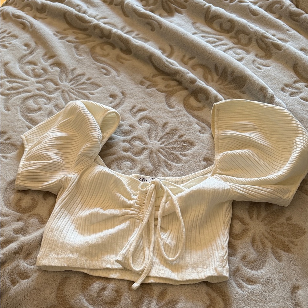 Zara cream Crop Top